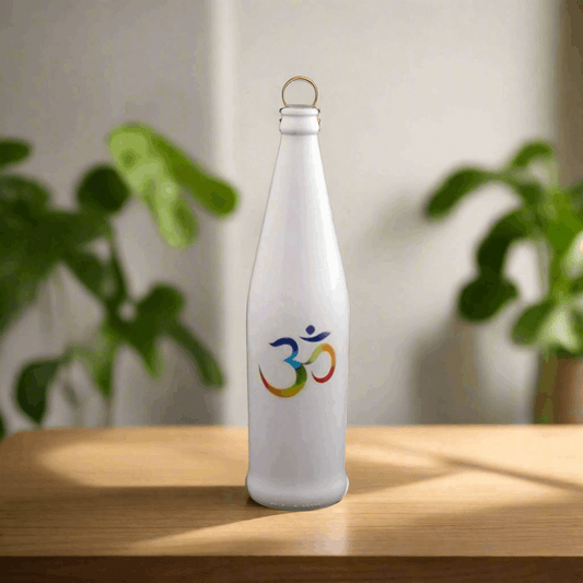 White Bottle Incense Burner - OM (FREE Incense Sticks Included)