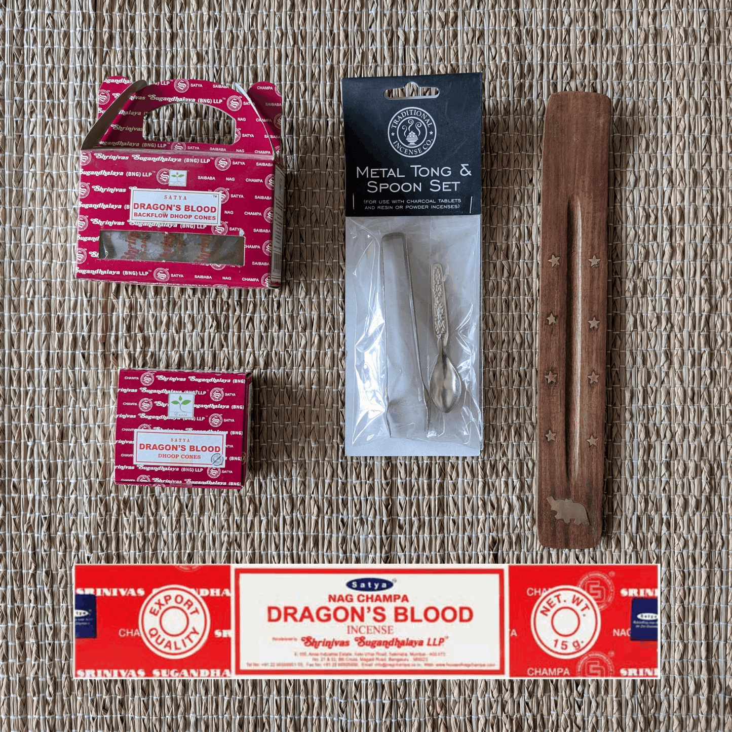 Satya Dragons Blood Incense and Dhoop Cones Bundle