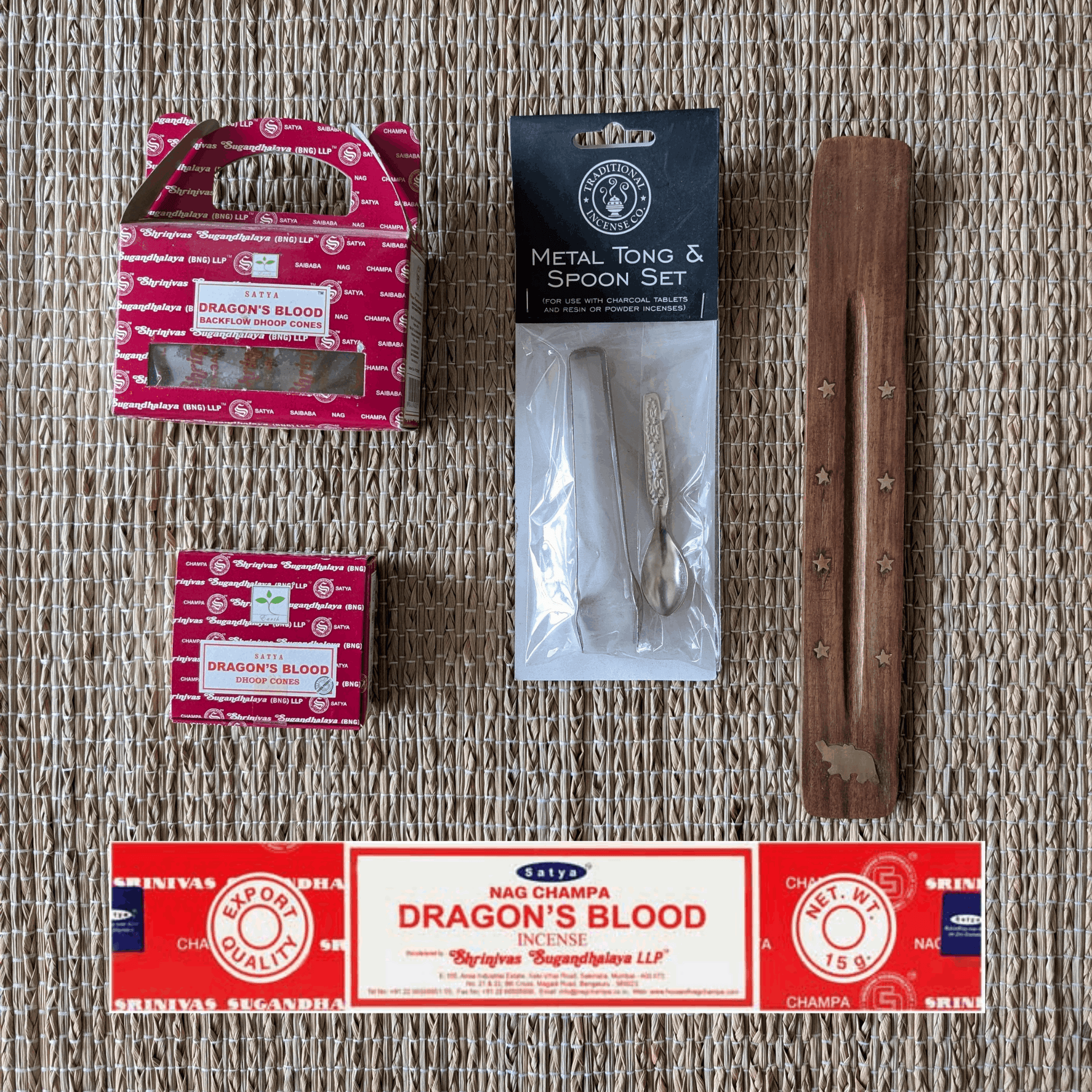 Satya Dragons Blood Incense and Dhoop Cones Bundle
