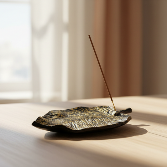 Incense and Smudge Burner Aluminium Golden Leaf