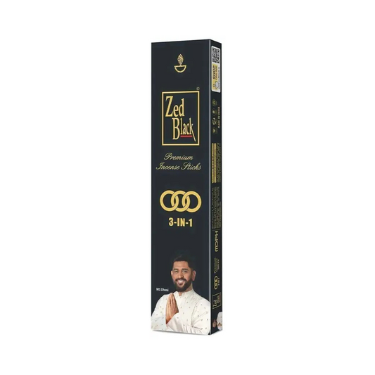 Zed Black 3-in-1 grand incense sticks 100 gms product packaging on a white background

