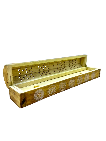 Wooden Coffin Incense Burner 7 Chakra 30 cms