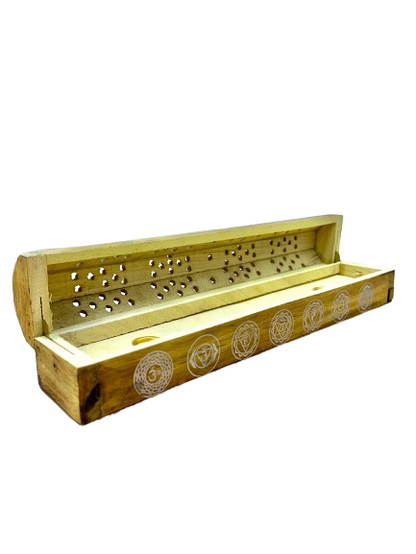 Wooden Coffin Incense Burner 7 Chakra 30 cms