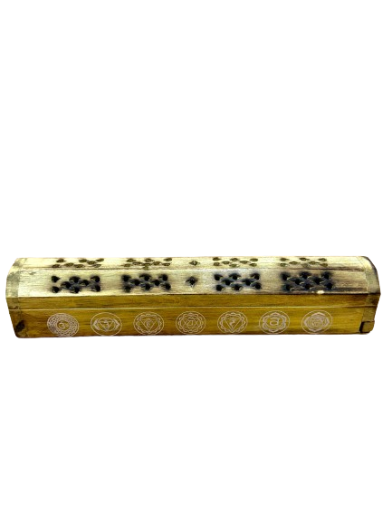 Wooden Coffin Incense Burner 7 Chakra 30 cms