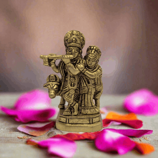 Cow Radha Krishna Brass Idol T6 (Approx. 338 gms)