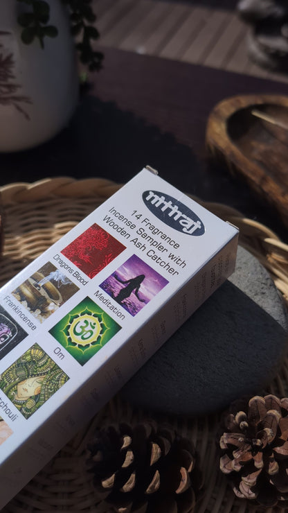 Nitiraj Platinum Sampler Pack with Burner (Natural Incense Sticks)