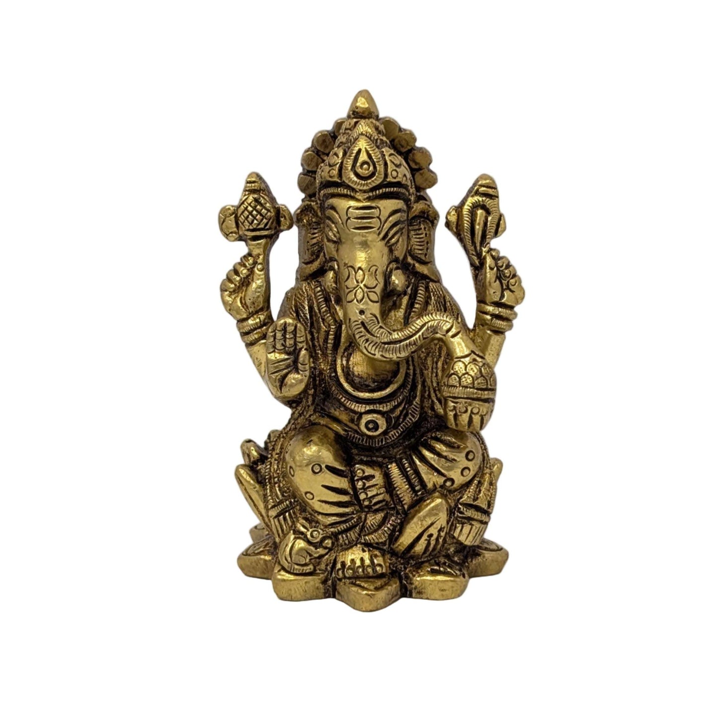 Lotus Base Ganesh Brass Idol T7 (Approx. 360 gms)
