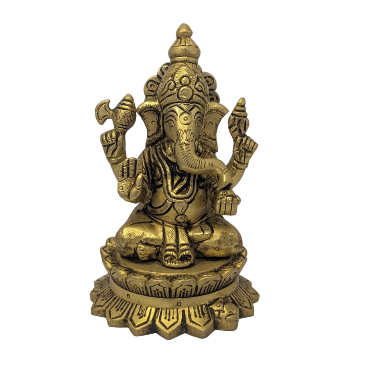 Lotus Base Brass Ganesh Idol T10 (Approx. 920 gms)