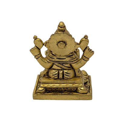 Pedestal Base Ganesh Brass Idol T7 (Approx. 350 gms)
