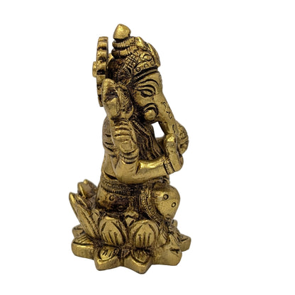 Lotus Base Ganesh Brass Idol T7 (Approx. 360 gms)