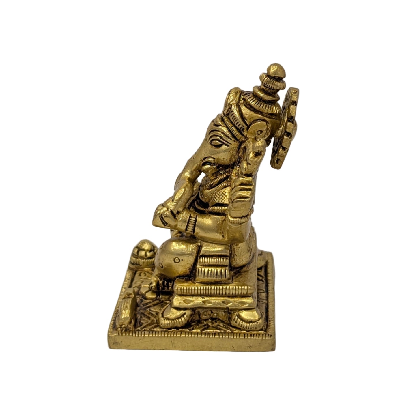 Pedestal Base Ganesh Brass Idol T7 (Approx. 350 gms)