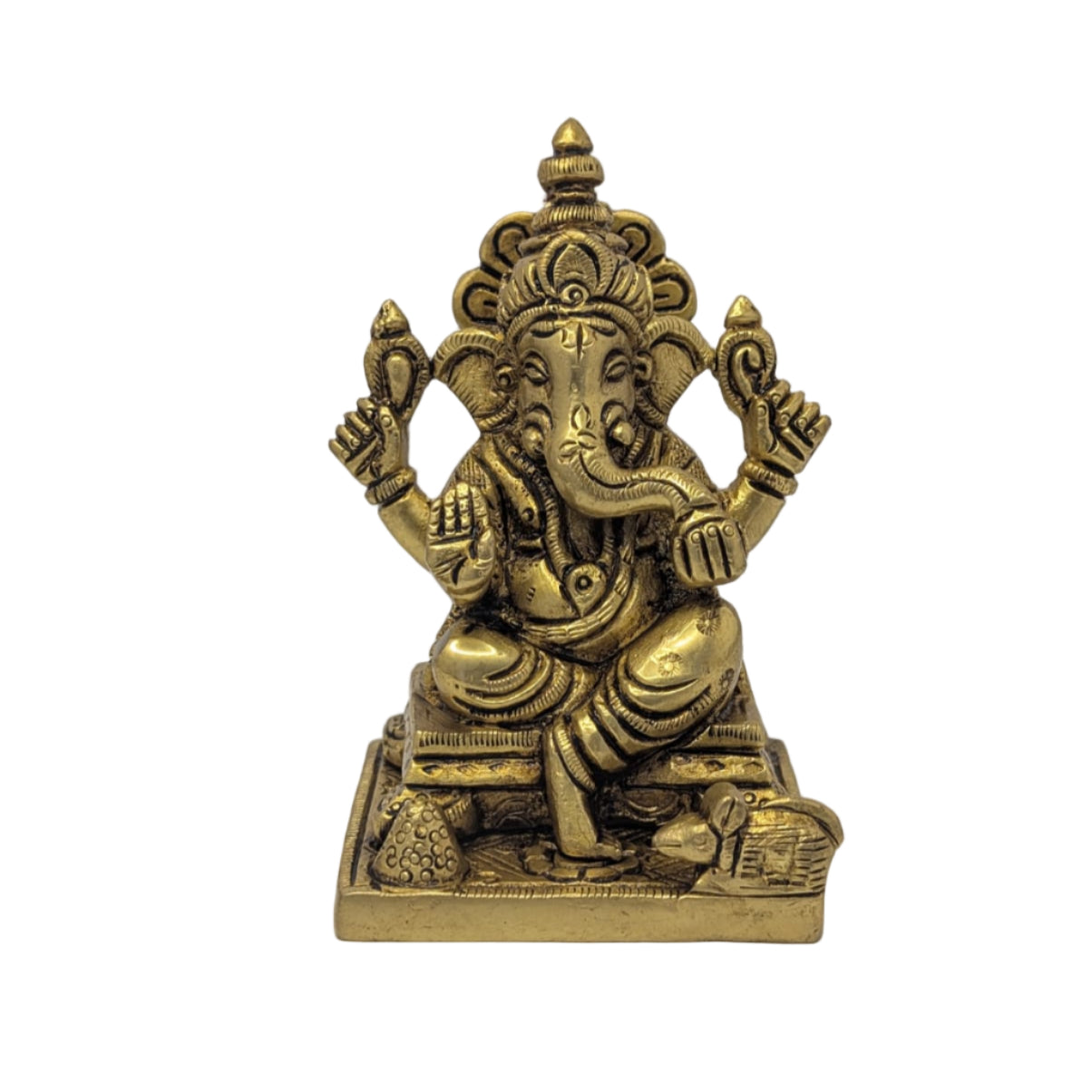 Pedestal Base Ganesh Brass Idol T9 (Approx. 580 gms)