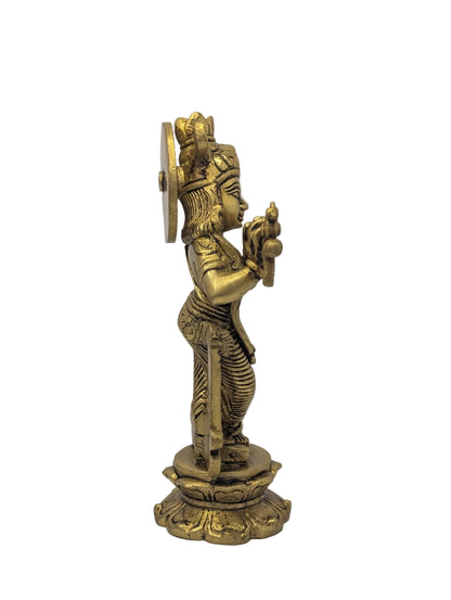 Lotus Base Krishna Brass Idol T10 (Approx. 970 gms)
