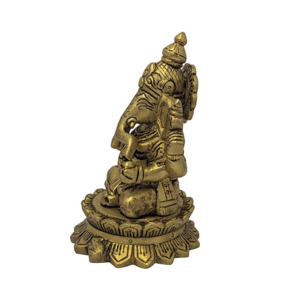 Lotus Base Brass Ganesh Idol T10 (Approx. 920 gms)