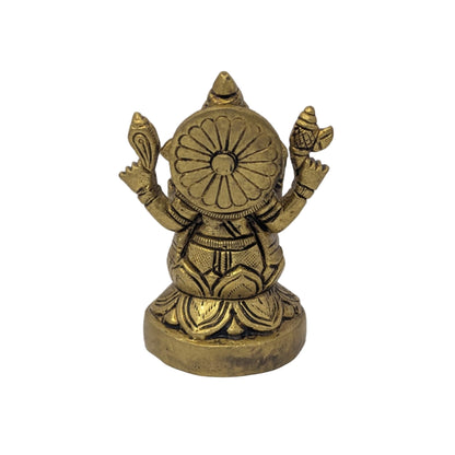 Circular Base Ganesh Brass Idol T7 (Approx. 400 gms)
