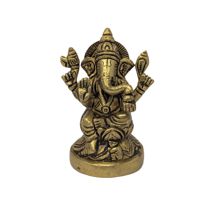 Circular Base Ganesh Brass Idol T7 (Approx. 400 gms)