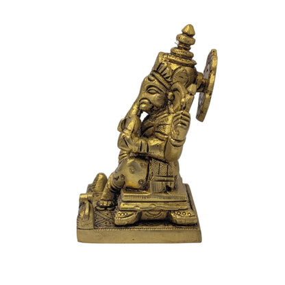 Pedestal Base Ganesh Brass Idol T9 (Approx. 580 gms)