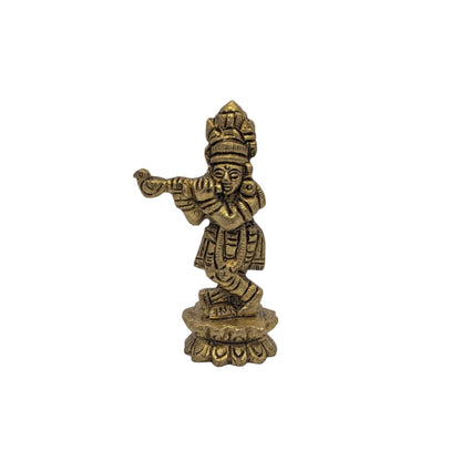 Lotus Base Krishna Brass Idol T2 (Approx. 90 gms)