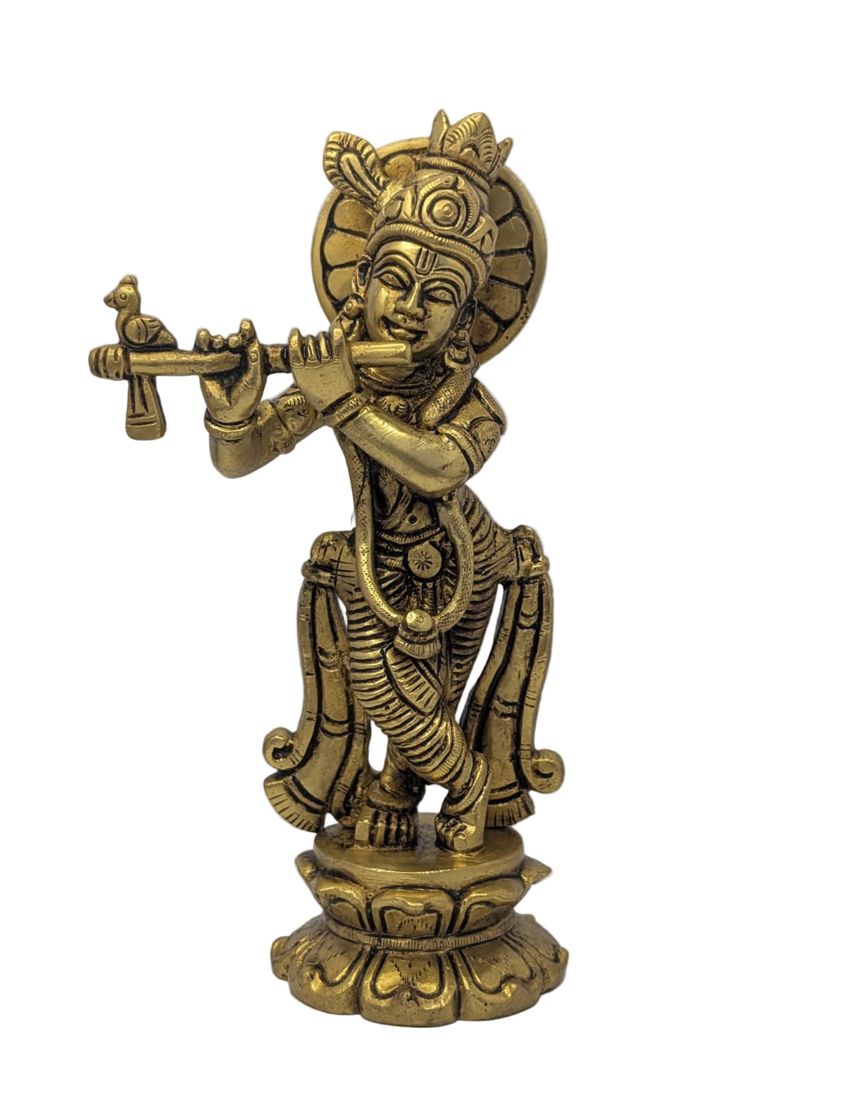 Lotus Base Krishna Brass Idol T10 (Approx. 970 gms)