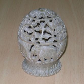 Candle Holder:IH Egg T-Lite 3X3" Candle Soapstone - World of Incense AU