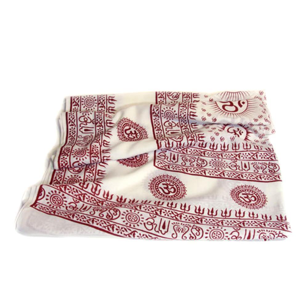 PGS Meditation Yoga Prayer Shawl - Mantra Om - White Large - World of Incense AU