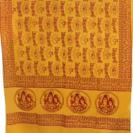 PGS Meditation Yoga Prayer Shawl - Shiva,Parvati & Ganesha - Yellow Large - World of Incense AU