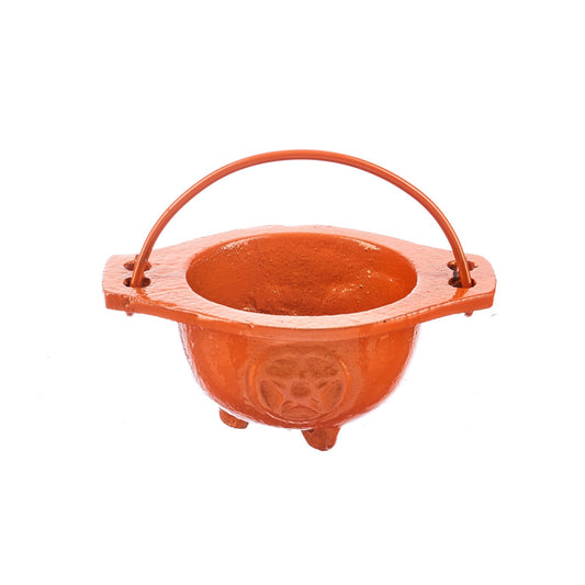 Cast Iron Cauldron Pentagram Without Lid (WOI 75O)- Orange World of Incense Australia New Age Products Incense Sticks