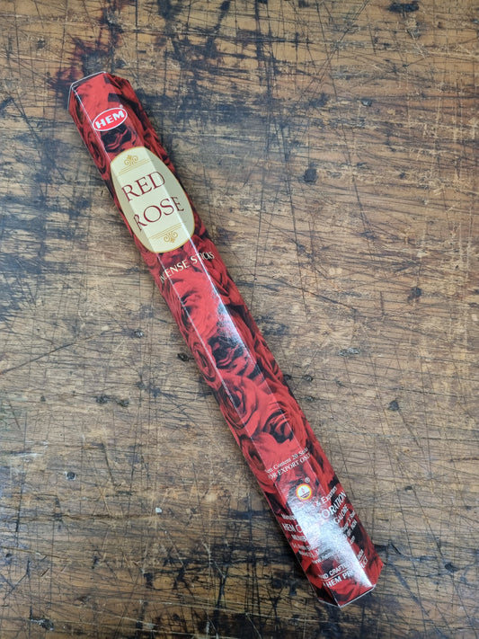 Hem Hexagonal Red Rose  -20 Sticks World of Incense New Age Products Incense Sticks