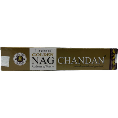 Golden NAG Chandan Incense Sticks 15 Gms World of Incense Australia New Age Products Incense Sticks