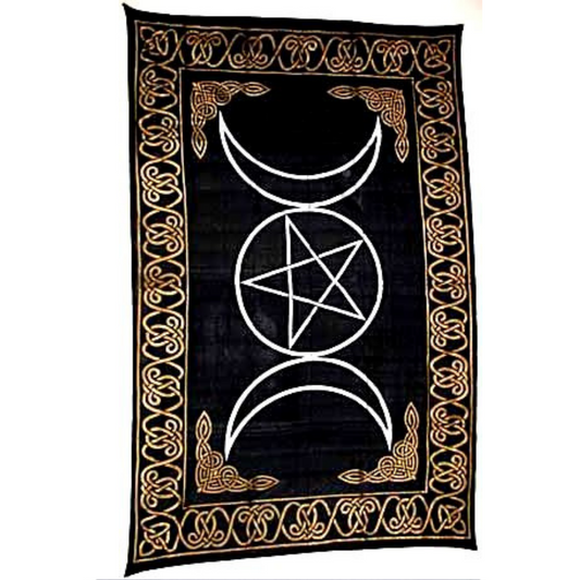 Cotton Altar Cloth- Triple Moon Penta (TP-16)