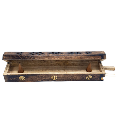 Wooden Coffin Incense & Cone  Burner - Tree of Life World of Incense Australia New Age Products Incense Sticks