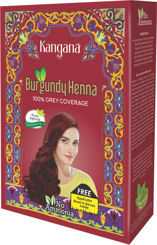 Kangana Burgundy Henna Powder for 100% Grey Coverage - Natural Burgundy Henna Powder for Hair Dye - World of Incense AU