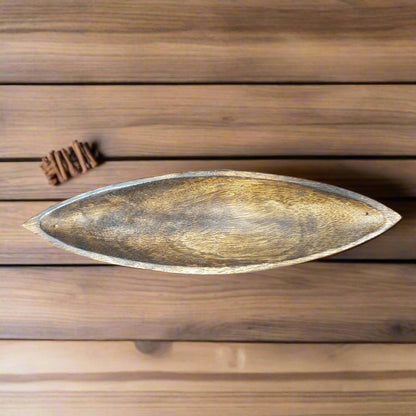 Kayak Shaped Incense Burner Made From Mango Wood
