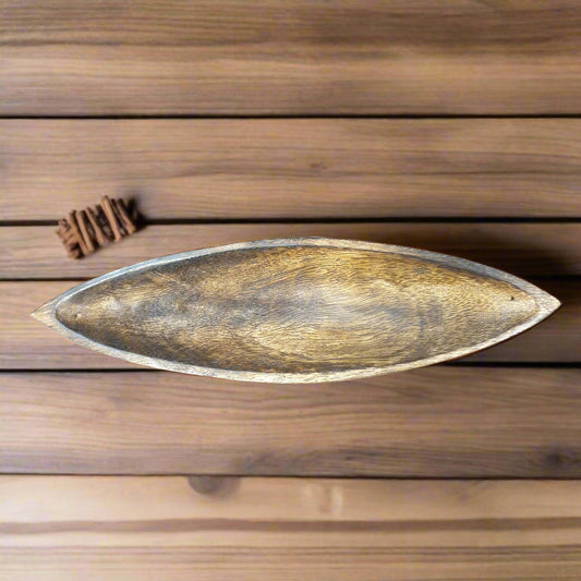 Kayak Shaped Incense Burner Made From Mango Wood