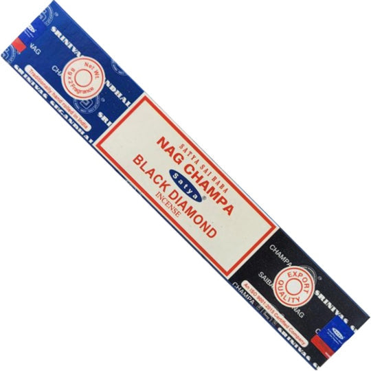 Satya Nagchampa + Black Diamond 16 Gms SATYA New Age Products Incense Sticks