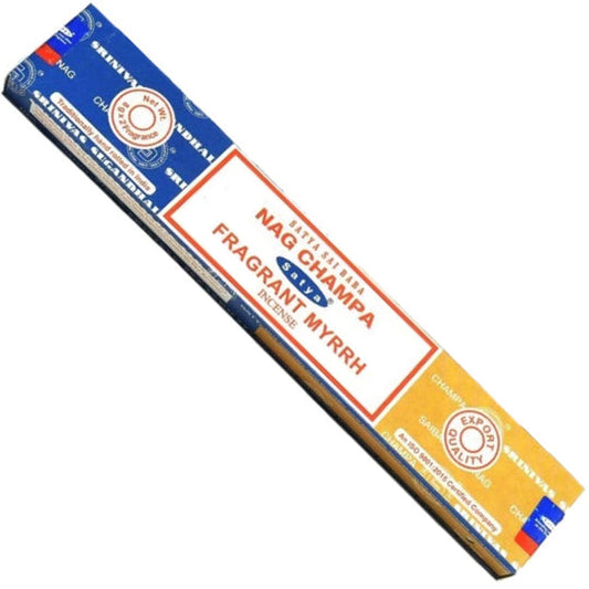 Satya Nagchampa + Fragrant Myrrh 16 Gms SATYA New Age Products Incense Sticks