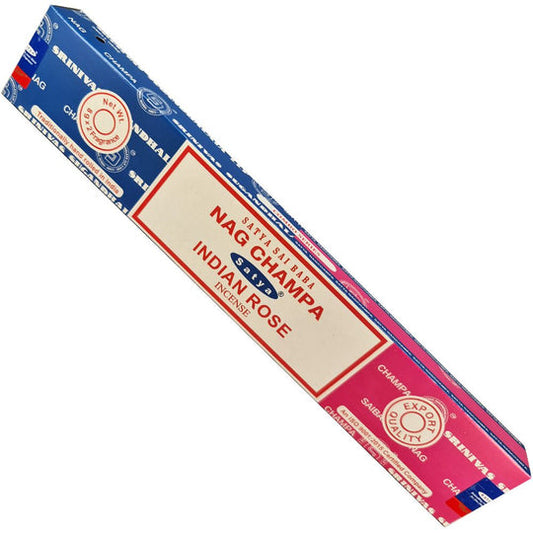 Satya Nagchampa + Indian Rose 16 Gms SATYA New Age Products Incense Sticks