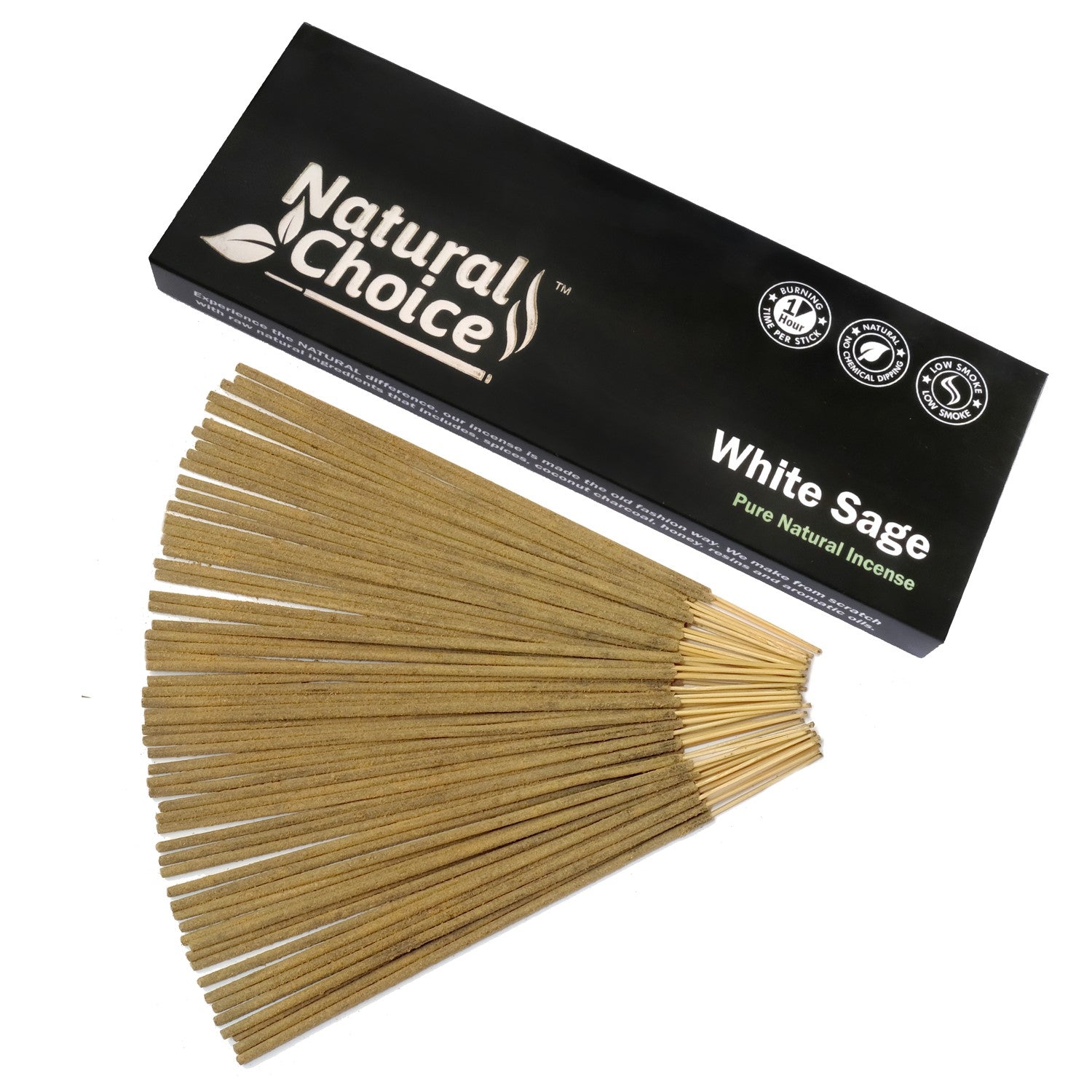 Natural Choice White Sage  100gm Low Smoke Traditional Incense Sticks Made From Scratch , Never Dipped Natural New Age Products Incense Sticks