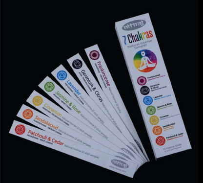 Nitiraj 7 Chakra Sampler - 14 sticks (Natural Incense Sticks)