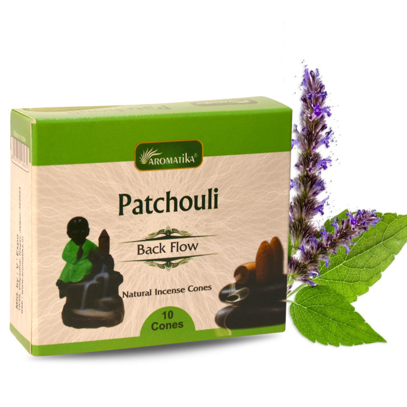 Aromatika Vedic Natural Back Flow Cone- Patchouli World of Incense Australia New Age Products Incense Sticks