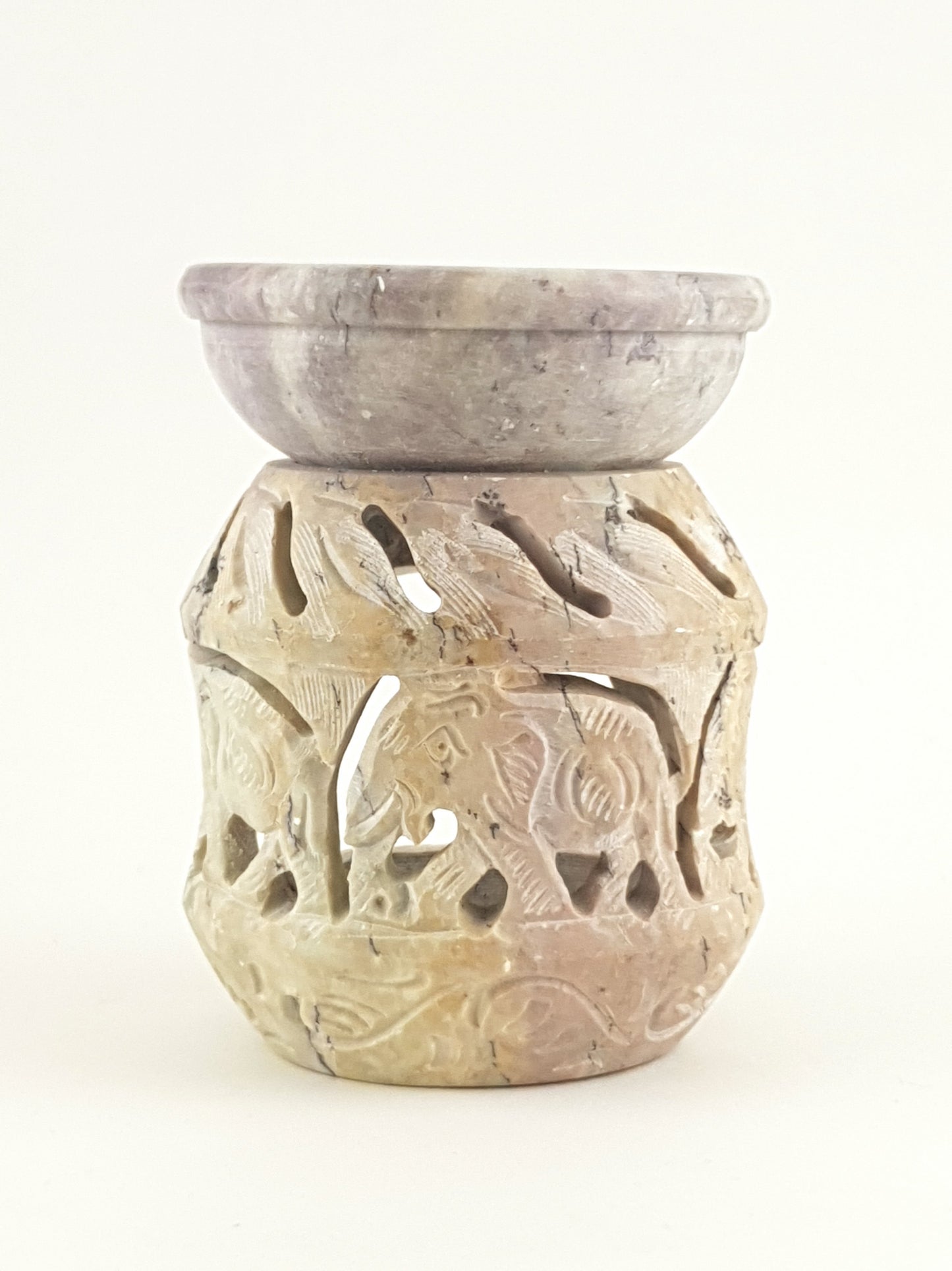 Oil burner:IH Aroma Lamp 2.5" Carved Jali, Soapstone Black I World of Incense Australia New Age Products Incense Sticks