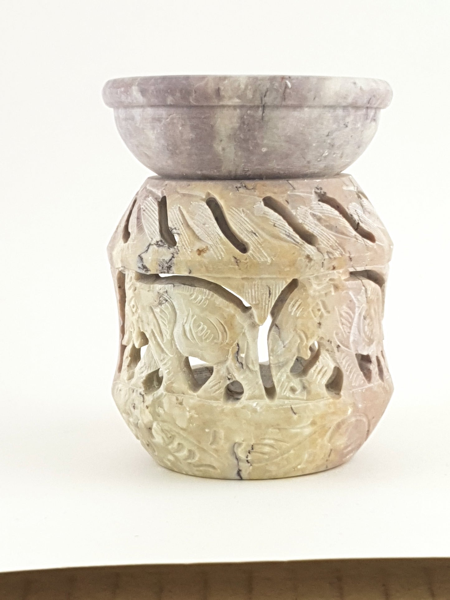 Oil burner:IH Aroma Lamp 2.5" Carved Jali, Soapstone Black I World of Incense Australia New Age Products Incense Sticks