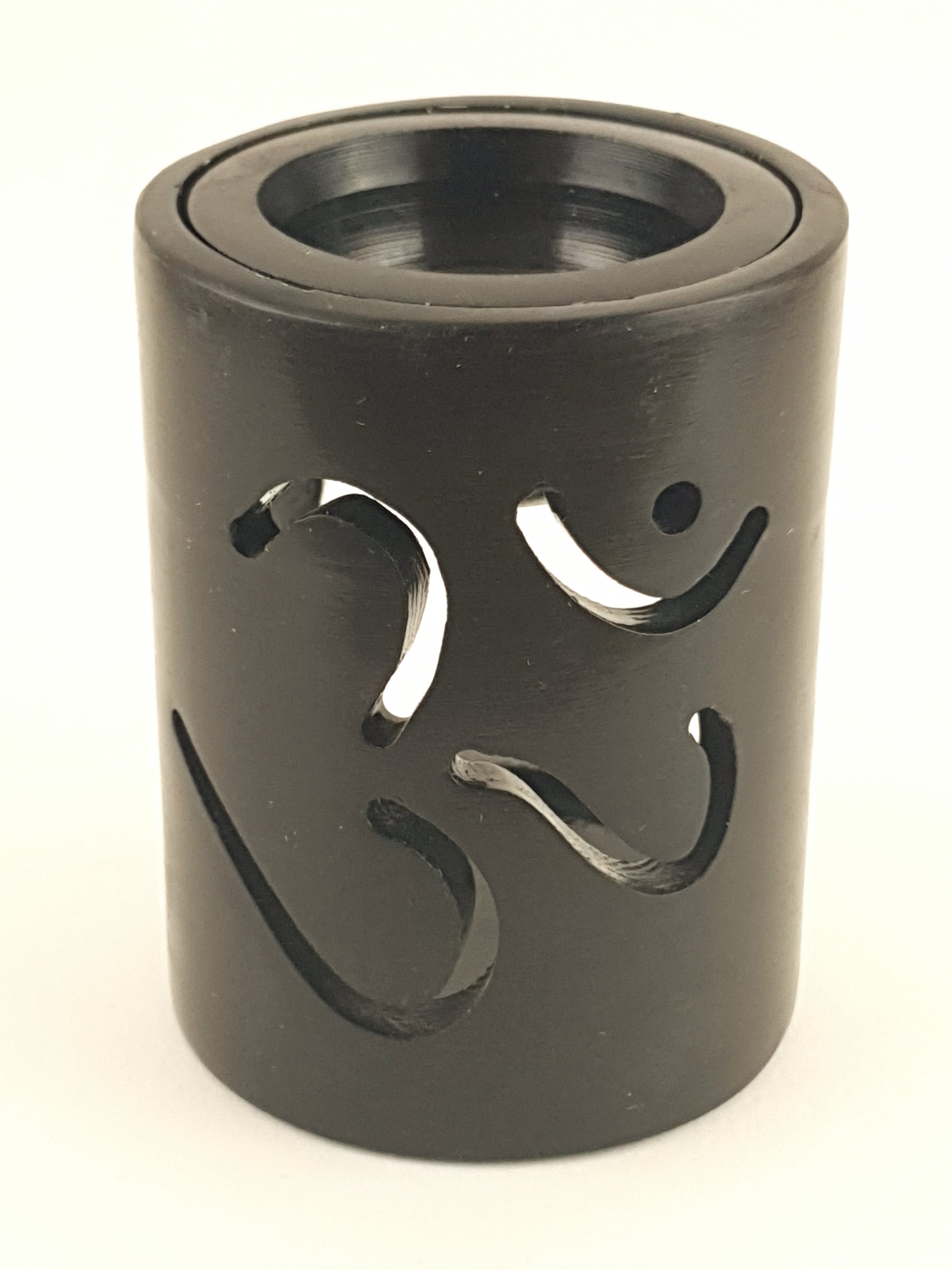 Oil burner:IH Aroma Lamp 2.5" Carved Jali, Soapstone Black J - World of Incense AU