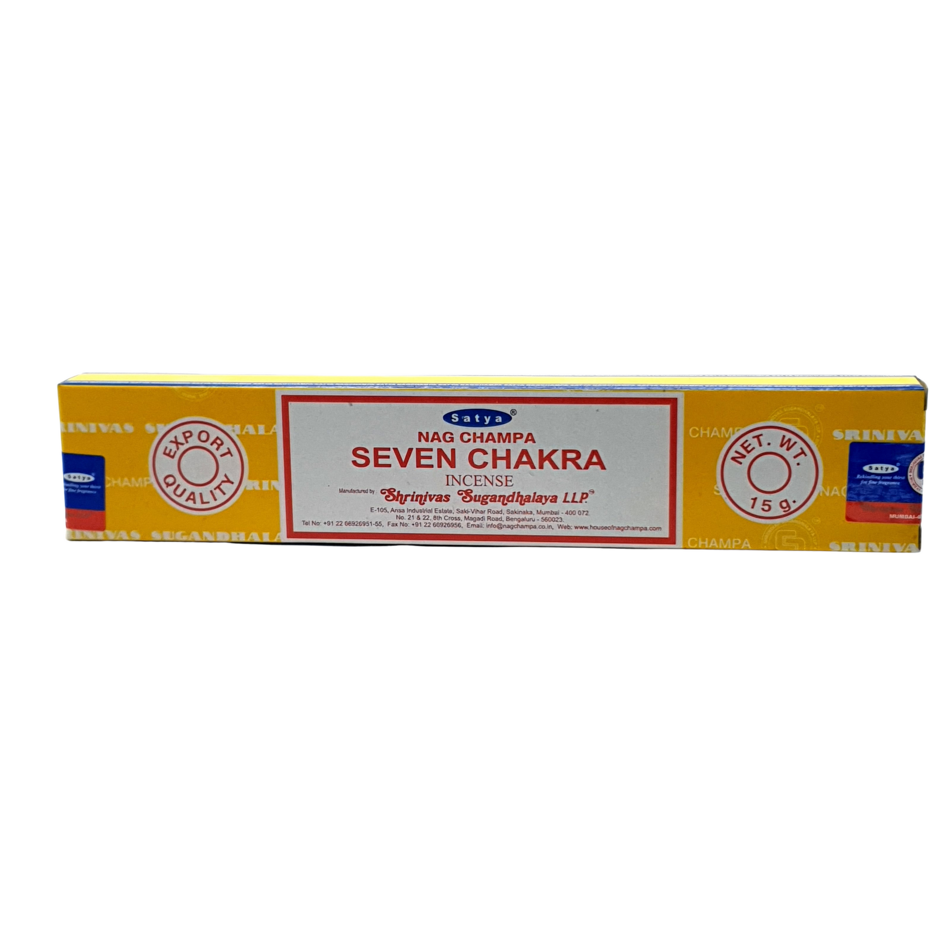 SATYA  SEVEN CHAKRA INCENSE 15 g World of Incense Australia New Age Products Incense Sticks