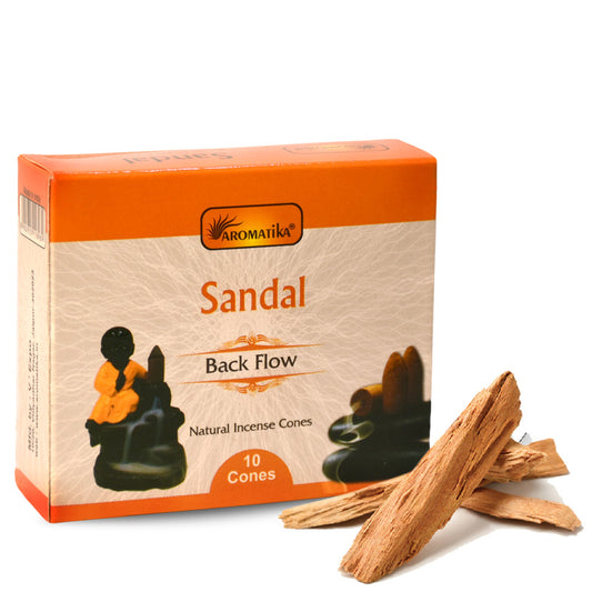 Aromatika Vedic Natural Back Flow Cone- Sandal ( also known Sandalwood) World of Incense Australia New Age Products Incense Sticks