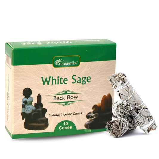 Aromatika Vedic Natural Back Flow Cone- White Sage World of Incense Australia New Age Products Incense Sticks