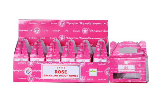 Satya Rose Back Flow Dhoop  Cone World of Incense Australia New Age Products Incense Sticks